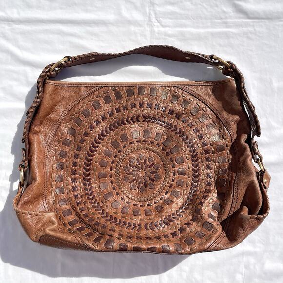 Isabella Fiore Handbags - Isabella Fiore Brown Leather Hobo Bag Satchel Purse Braided Detail